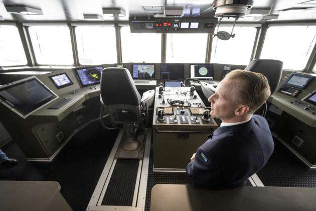 KARLSKRONA 2024 04 03 Systems engineering officer Mikael gives a tour ...