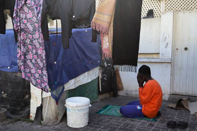 African migrant camp in Tunisia TUNIS, TUNISIA, A view of street, that ...