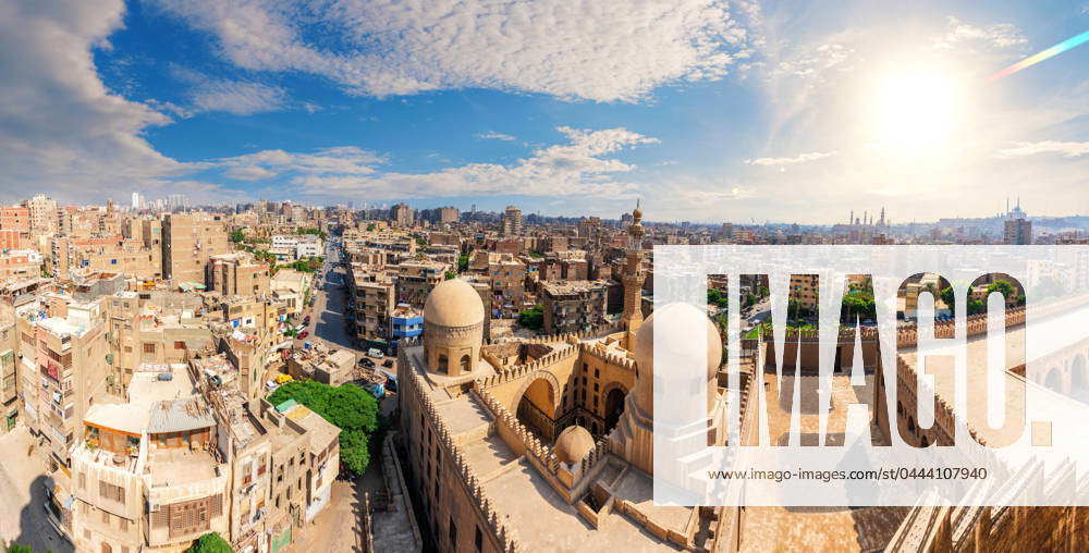 Aerial panorama of Old Cairo and Ibn Tulun Mosque, Egypt Aerial ...