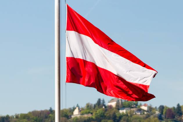 Flags 17 04 2024, Linz, AUT, flags, flags, in the picture Austrian flag ...