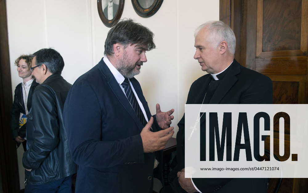 Italy, Rome, Vatican, 2024 4 19. mons. Claudio Giuliodori (c) speaks ...