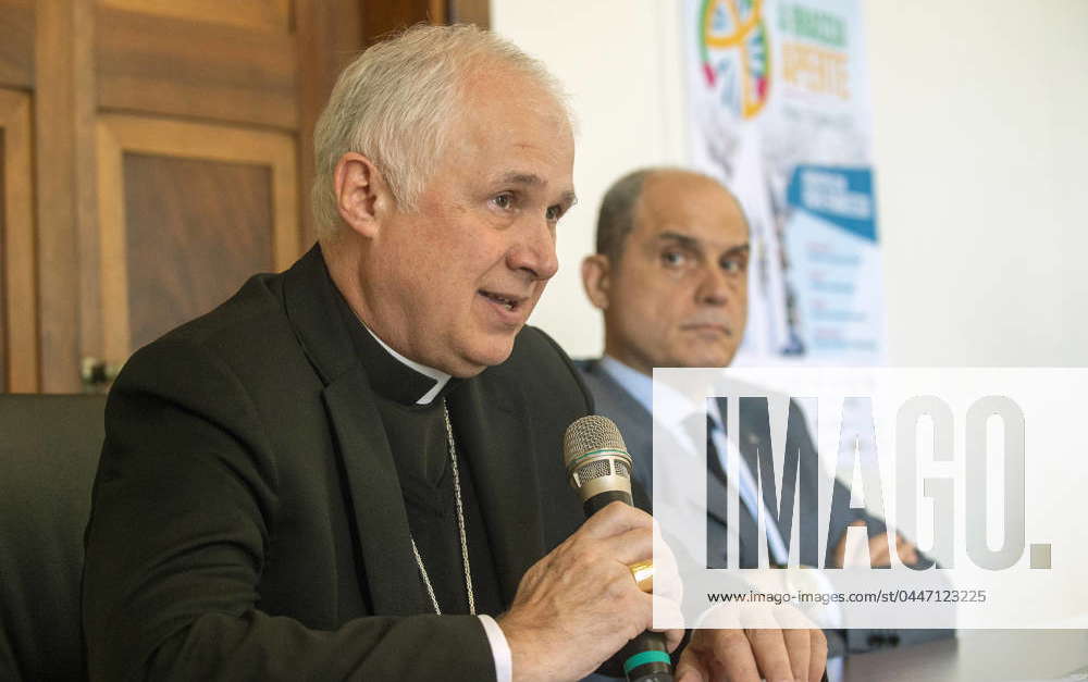 Italy, Rome, Vatican, 2024 4 19.mons. Claudio Giuliodori (L) speaks ...