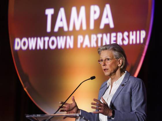 Tampa, Florida, USA: Tampa Mayor Jane Castor gives the keynote address ...