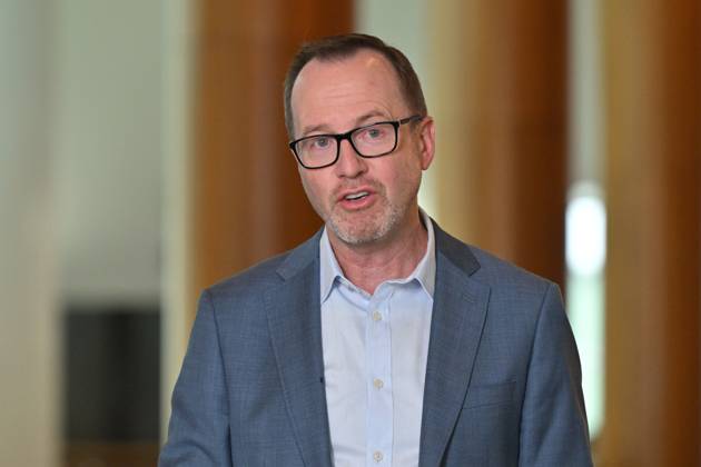 DAVID SHOEBRIDGE PRESSER, Greens Senator David Shoebridge speaks to the ...