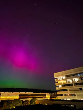 Northern Lights In Zürich The northern lights are being seen as far