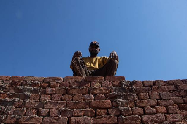 May 15, 2024, Budgam, Jammu And Kashmir, India: A worker is seen using ...