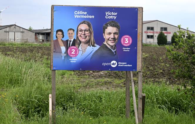 Election Posters 22 05 2024 BEVEREN, BELGIUM - MAY 22 : Illustration of ...