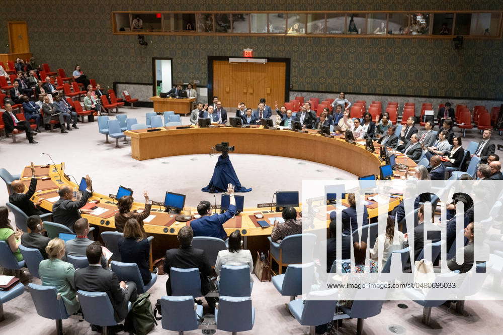 UNITED NATIONS, Representatives vote on a draft resolution during a UN ...