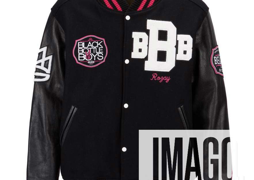 This image shows: Black Bottle Boys varsity jacket. Rick Ross, the ...