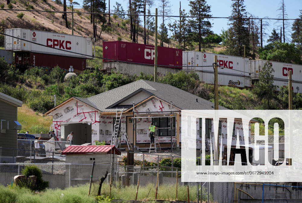 June 25, 2024, Lytton, Bc, CANADA: A CPKC train passes on the tracks ...