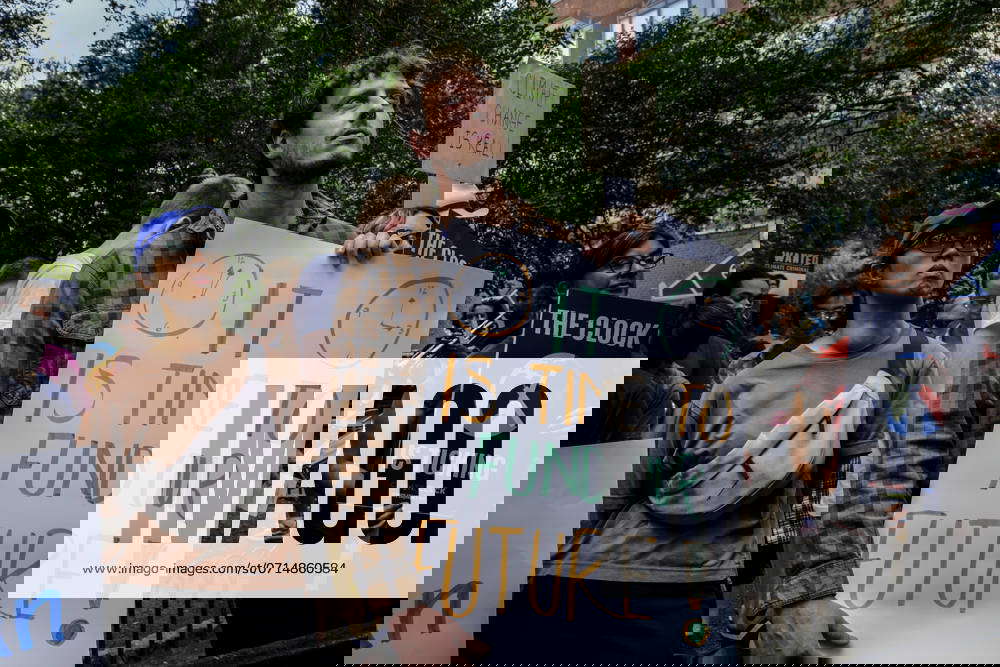 New York City, NY July 22 Climate Activists gather in Union Square for the Climate clock change