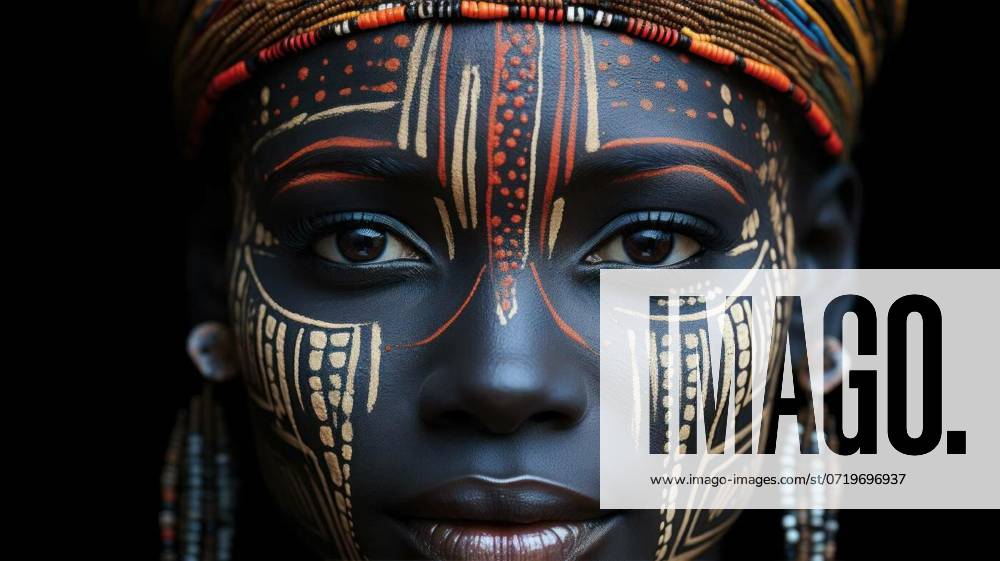 Sacred Elegance: African Face Embellished with Ritual Scars, Each scar ...