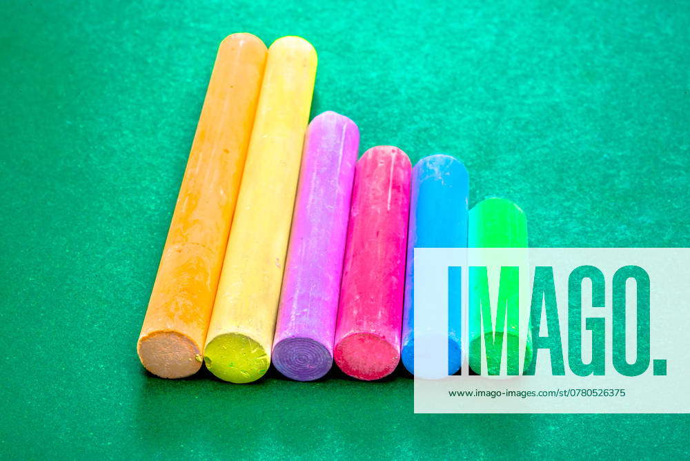 Six Chalks Six Pieces of Chalk in a Line Six pieces of writing chalk, of different ...
