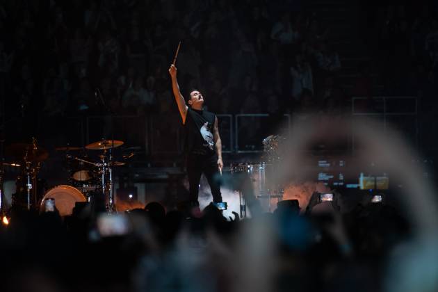 The Script Perform at O2 Arena, London Drummer Glen Power of Irish rock ...