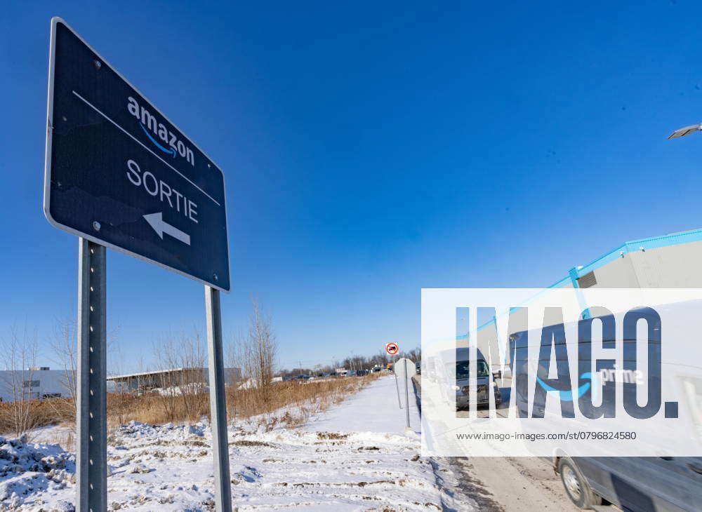 Laval, Pq, CANADA: Amazon delivery trucks leave Amazon s DXT4 warehouse ...