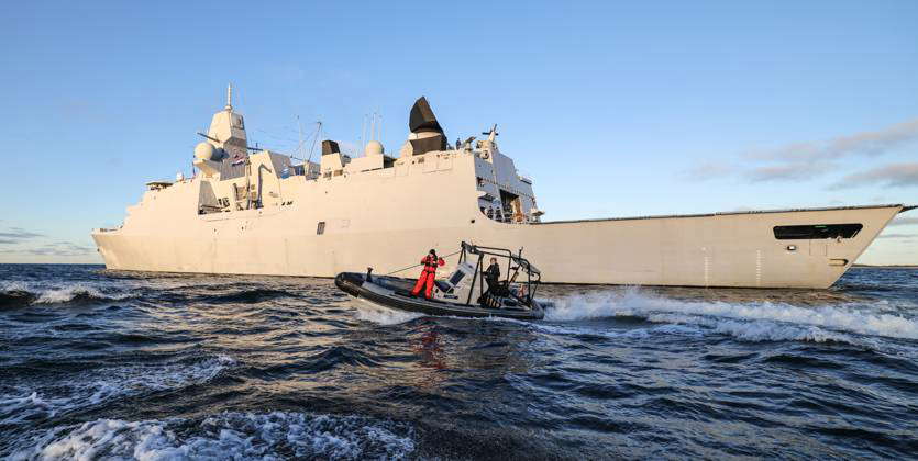 Operation Baltic Sentry A rib motor boat in pulls alongside the German ...