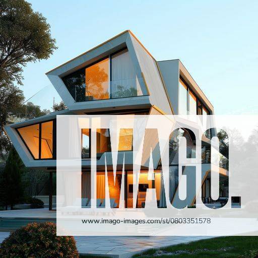 An AI generated illustration of a modern home with expansive windows ...