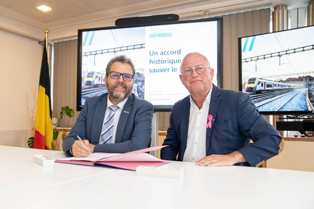 Infrabel CEO Benoit Gilson and Minister of Climate and Mobility Jean ...