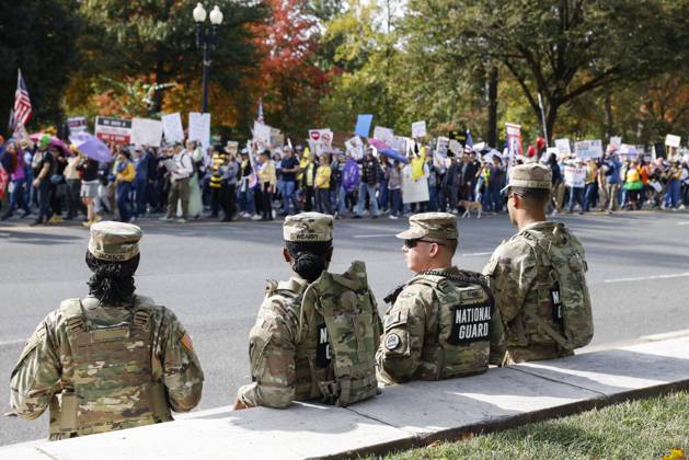 No Kings Protest In Washington, DC National Guard members are seen ...
