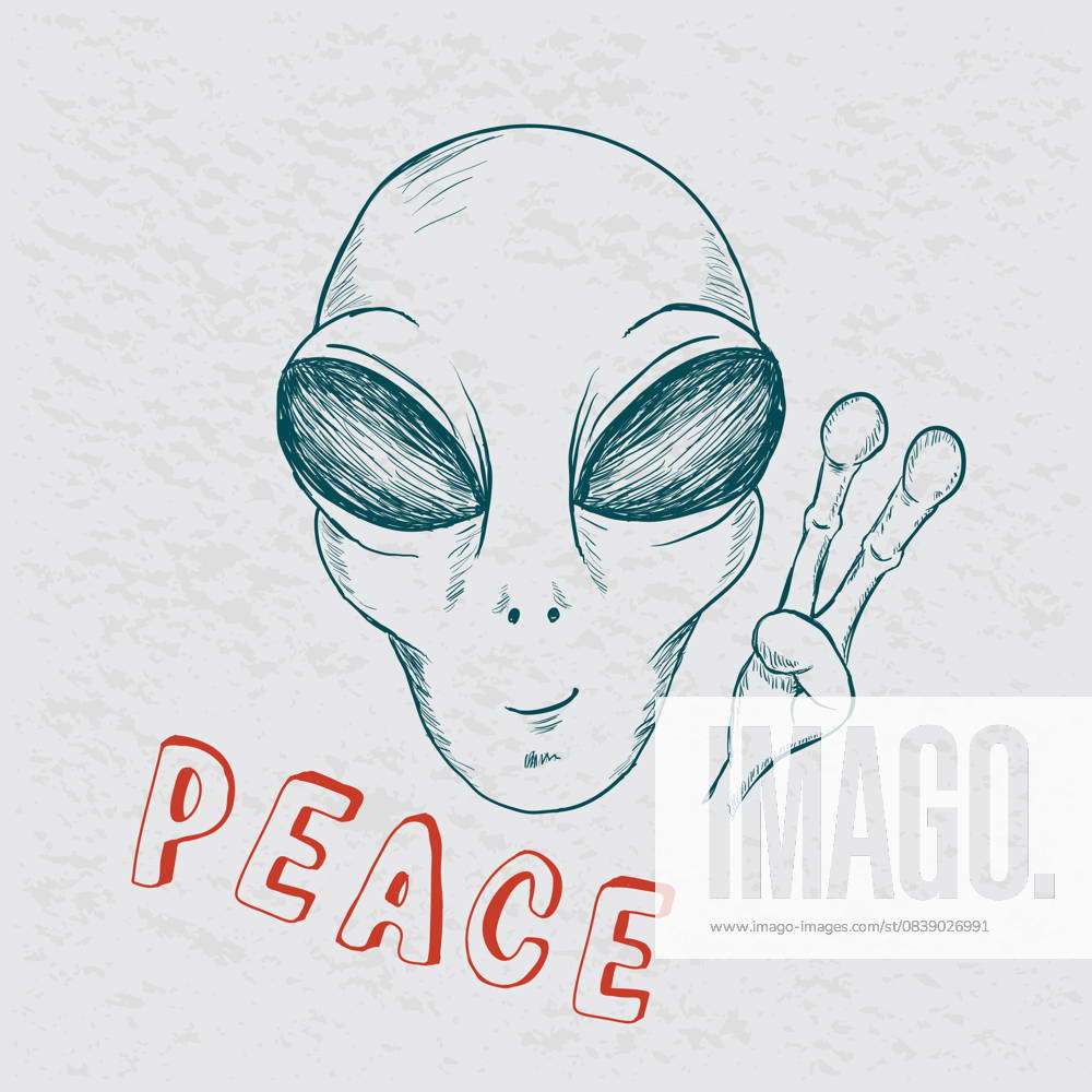 Cosmic Peace Alien Symbol A striking symbol featuring a friendly alien ...